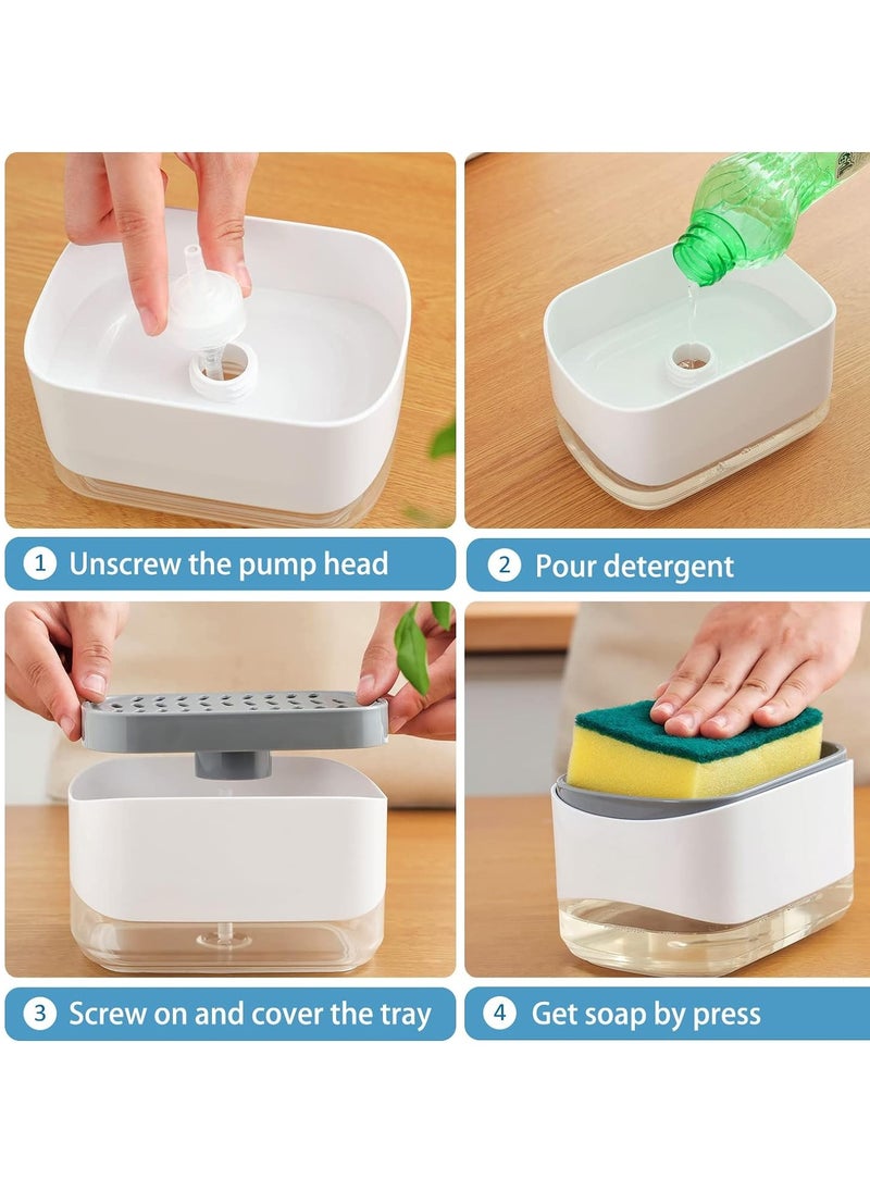 MARK STORE - Kitchen Soap Dispenser with Sponge Holder, Newest 2-in-1 Countertop Soap Pump Dispenser for Kitchen - Image 1