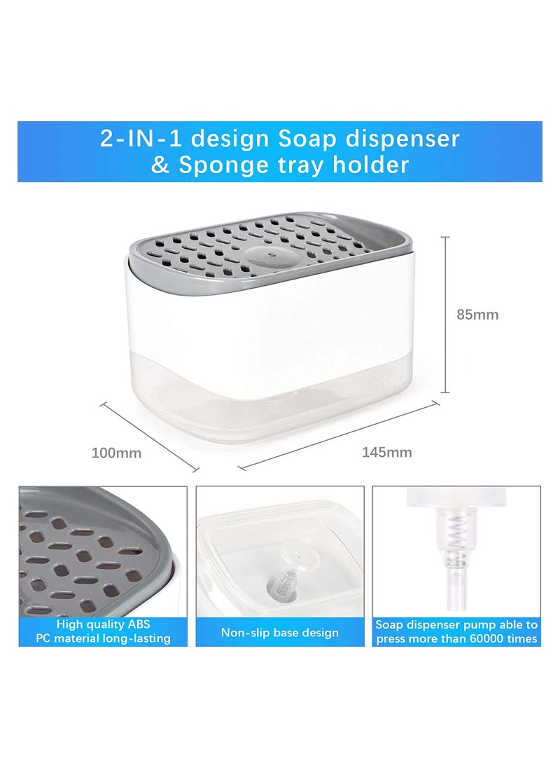 MARK STORE - Kitchen Soap Dispenser with Sponge Holder, Newest 2-in-1 Countertop Soap Pump Dispenser for Kitchen - Image 1