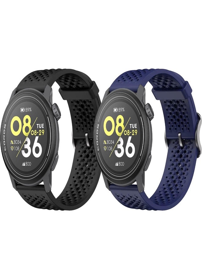LeyuBand 2 Pack 22mm Silicone Bands Compatible with COROS PACE 3/4,Pace Pro/APEX 2 PRO/APEX PRO/APEX 4 42mm for Men and Women - Image 1