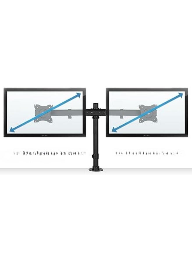 Dual Monitor Stand – Adjustable Desk Arm Mount for Two 17"-27" Screens – Strong & Space-Saving with C Clamp & Grommet Base – VESA 75/100 Compatible - Image 3