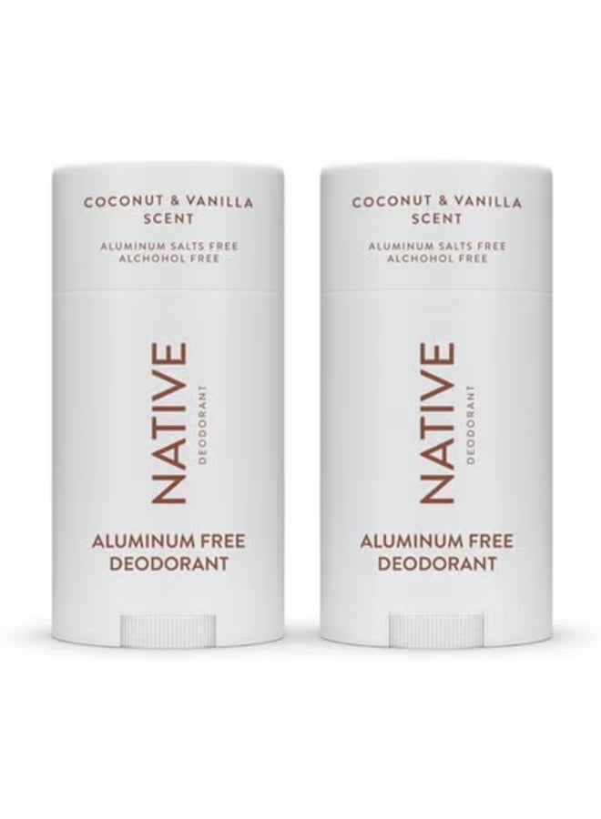 Native Deodorant | Natural Deodorant for Women and Men, Aluminum Free with Baking Soda, Probiotics, Coconut Oil and Shea Butter | Coconut & Vanilla - Pack of 2