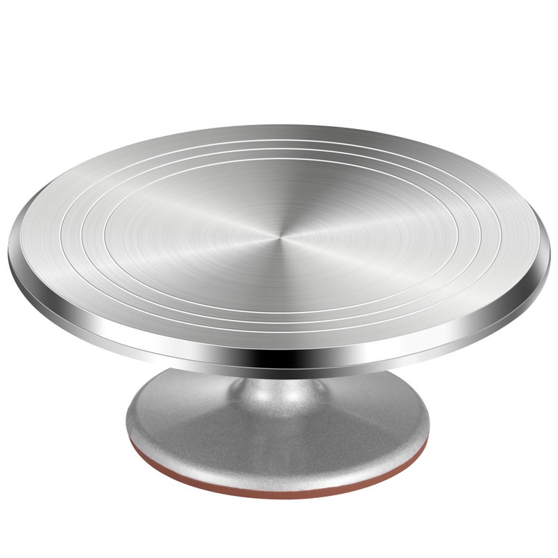 Puroma Aluminium Alloy Rotating Cake Turntable 12 Revolving Cake Stand with Nonslip Silicone Bottom Ideal Cake Decorating Supply for Cake Decorations Pastries and Cupcakes