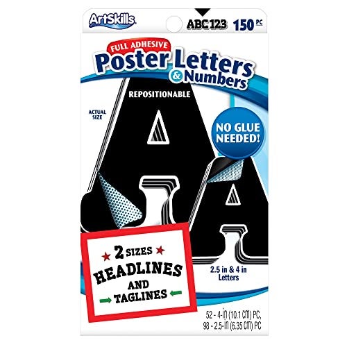 ArtSkills Paper Poster Letters and Numbers for Projects and Crafts, 4" and 2.5", Black, 150 Pieces - Multiple Sheets Per Letter Pad - Image 5