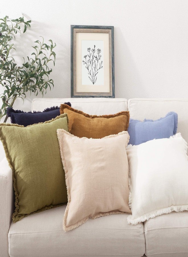 ATLINIA Linen Decorative Throw Pillow Cover 20'' x 20'' Fringed Throw Pillow Cover Pillow Cases Accent Pillows for Bed Brown Pillow Cover - Image 4