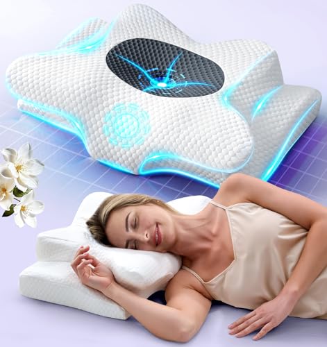 Emircey Clinical-Level Relief Cervical Neck Pillow for Sleeping, Orthopedic Contour Memory Foam Pillow for Side Sleepers,Cooling Reading Pillow Neck Relief, Ergonomic Back Stomach Sleepers,Light Grey - Image 1