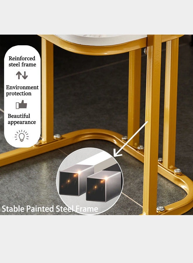 VUCATIN طاولة جانبية على شكل حرف C، طاولة C متينة ذات مستويين مع مساحة تخزين وطاولة جانبية ضيقة لغرفة المعيشة وغرفة النوم بإطار معدني، طاولة سرير صناعية صغيرة بجانب الأريكة وطاولة أريكة للمساحات الصغيرة إطار ذهبي - Image 3