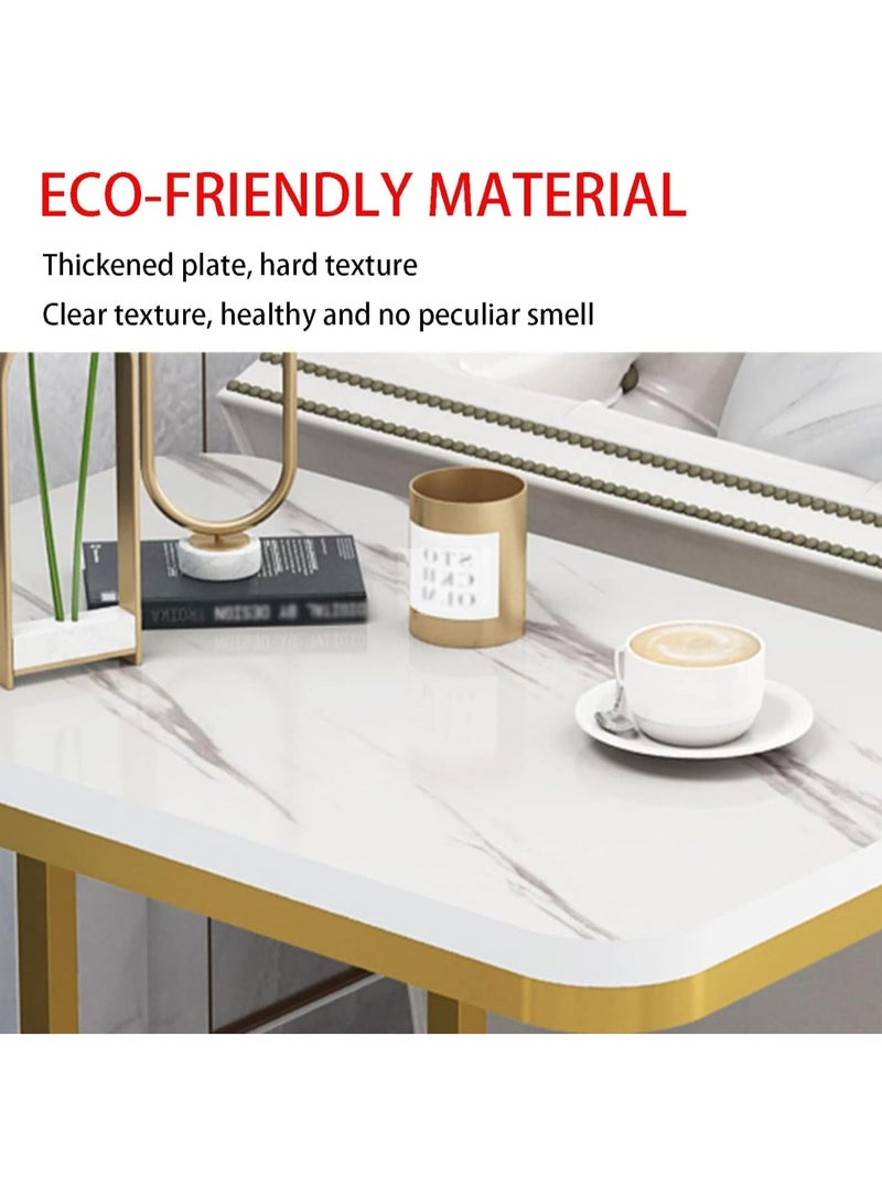 VUCATIN طاولة جانبية على شكل حرف C، طاولة C متينة ذات مستويين مع مساحة تخزين وطاولة جانبية ضيقة لغرفة المعيشة وغرفة النوم بإطار معدني، طاولة سرير صناعية صغيرة بجانب الأريكة وطاولة أريكة للمساحات الصغيرة إطار ذهبي - Image 2