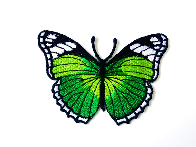 Tyga_Thai TH Butterfly Green Color Retro Beautiful Logo Patches Applique Embroidered Sew on Iron on Patch for Backpacks Jeans Jackets TShirt Clothing CostumeSmall