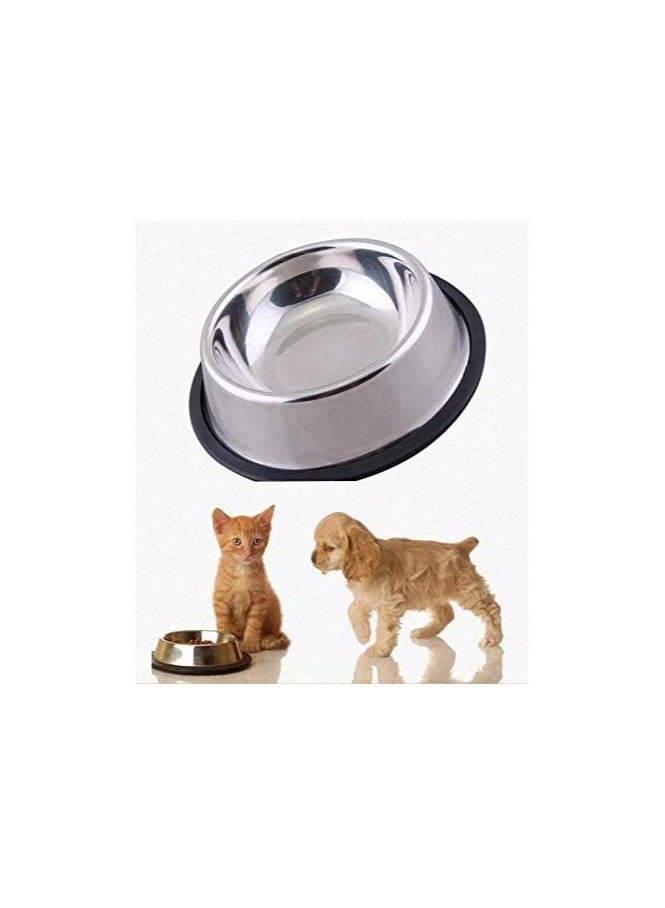 وعاء طعام وماء للحيوانات الأليفة من الستانلس ستيل – مع قاعدة مطاطية مانعة للانزلاق – مثالي للقطط والكلاب الصغيرة والمتوسطة - Image 1
