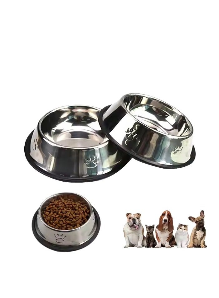 وعاء طعام وماء للحيوانات الأليفة من الستانلس ستيل – مع قاعدة مطاطية مانعة للانزلاق – مثالي للقطط والكلاب الصغيرة والمتوسطة - Image 5