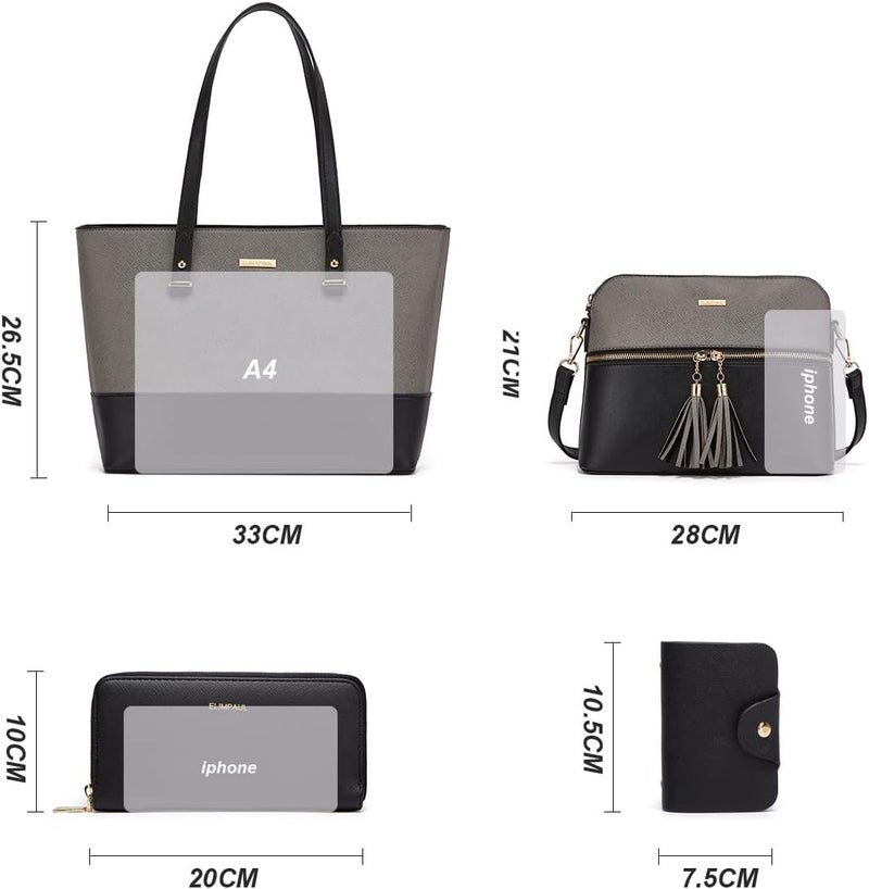 YTL Women Fashion Handbags Wallet Tote Bag Shoulder Bag Top Handle Satchel Purse Set 4pcs - Image 3