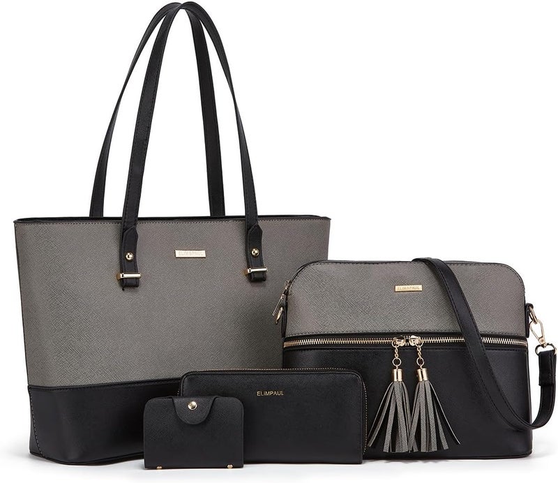 YTL Women Fashion Handbags Wallet Tote Bag Shoulder Bag Top Handle Satchel Purse Set 4pcs - Image 1