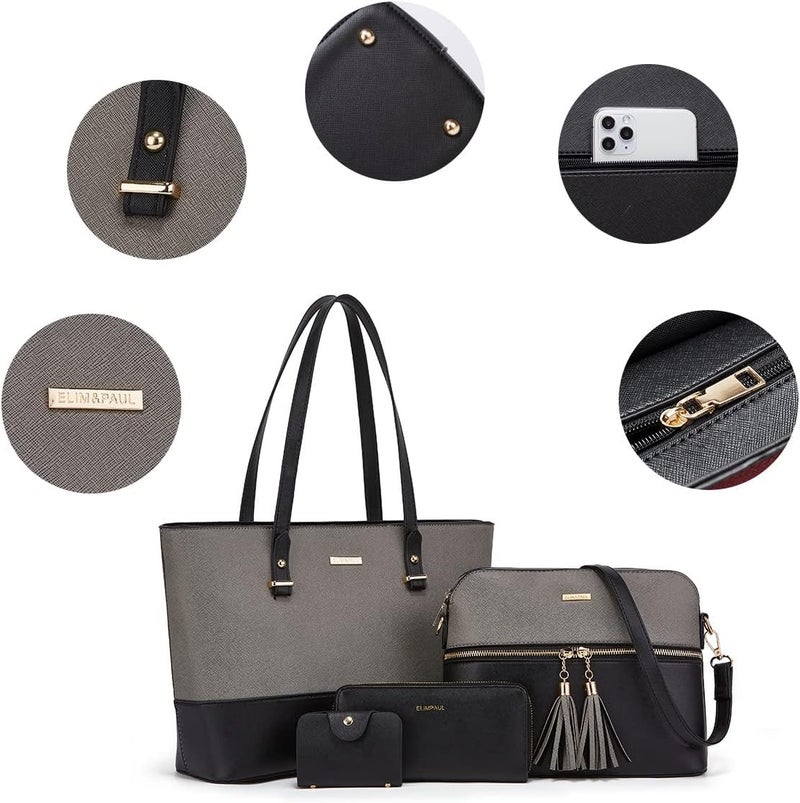 YTL Women Fashion Handbags Wallet Tote Bag Shoulder Bag Top Handle Satchel Purse Set 4pcs - Image 2