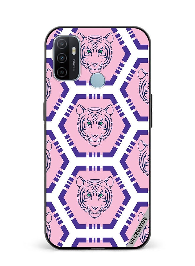 VR CREATIVE Protective Case Cover For Oppo A53 Tiger Pink And Purple Design Multicolour - Image 1