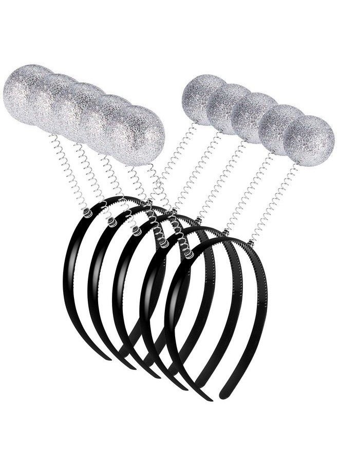 meekoo 5 Pieces Halloween Martian Alien Headband Funny Alien Antenna Headband Head Boppers For Halloween Supplies And Costume Accessory Party Silver  - Image 2