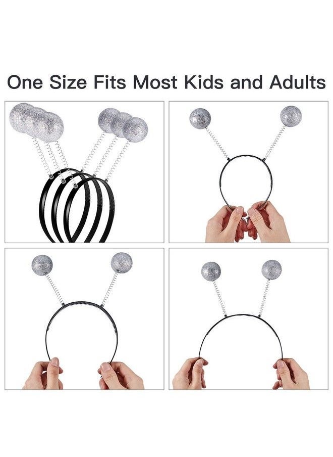 meekoo 5 Pieces Halloween Martian Alien Headband Funny Alien Antenna Headband Head Boppers For Halloween Supplies And Costume Accessory Party Silver  - Image 5