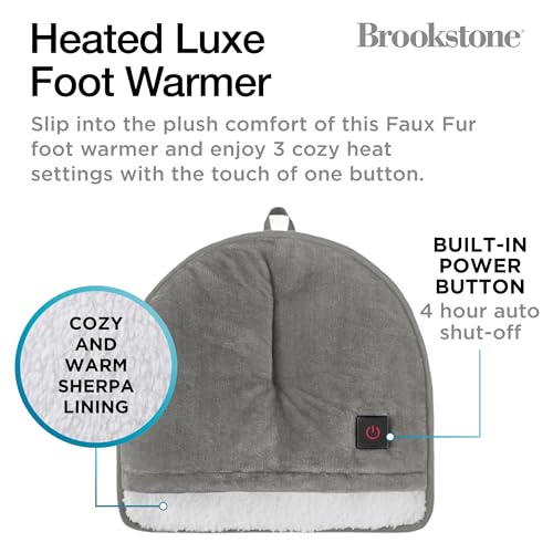 Brookstone Electric Foot Warmer Ultimate Relaxation with 4 Adjustable Settings for Custom Warmth Soft SherpaLined for Supreme Comfort Feet Heater for Sofa Desk or Anywhere 100 Polyester - Image 3