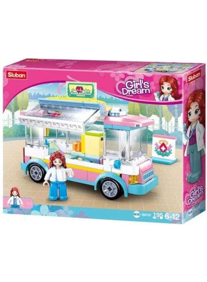 Sluban SL95667 Mobile Blood Donation (195 Pieces) [M38-B0797] Play Set Clamp Building Blocks City with Toy Figure Girls Dreams