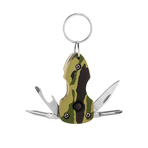 Stealodeal Multicolor Military Keychain with Torch, Screwdriver, Knife & Bottle Opener Key Chain (Army), Metal - Image 1
