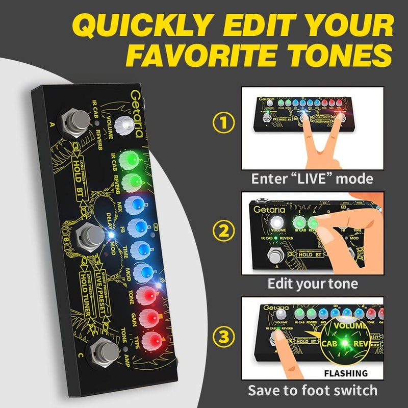 Getaria Guitar Multi Effects Pedal IR Cab Electric Guitar Pedals Multi Effects Processor Delay Reverb Pedals Overdrive Pedal for Bass Guitar - Image 5