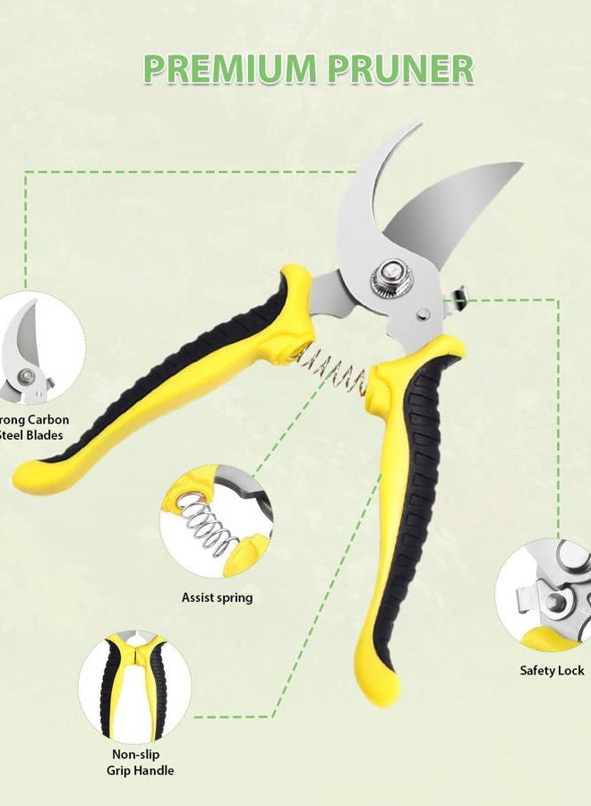 MOSFiATA Garden Tools Set, 12 Pieces Gardening Tools Comfortable Handle and Heavy Duty Hoe Rake Trowel Handle Tools, Transplanter Weeder Professional Pruner Sprayer Rope Kit with Organizer Bag - Image 4
