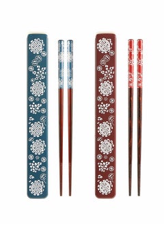 Excefore Portable Chopsticks Set, Japanese Style Natural Wood Chopsticks, Reusable Classic Style Eco-Friendly Chopsticks for Sushi Noodle Picnic Kitchen 2 Pairs with Case  - Image 1
