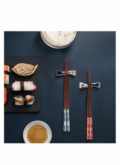 Excefore Portable Chopsticks Set, Japanese Style Natural Wood Chopsticks, Reusable Classic Style Eco-Friendly Chopsticks for Sushi Noodle Picnic Kitchen 2 Pairs with Case  - Image 5