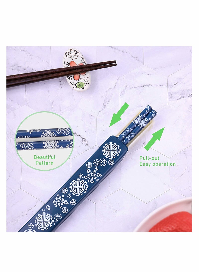 Excefore Portable Chopsticks Set, Japanese Style Natural Wood Chopsticks, Reusable Classic Style Eco-Friendly Chopsticks for Sushi Noodle Picnic Kitchen 2 Pairs with Case  - Image 3