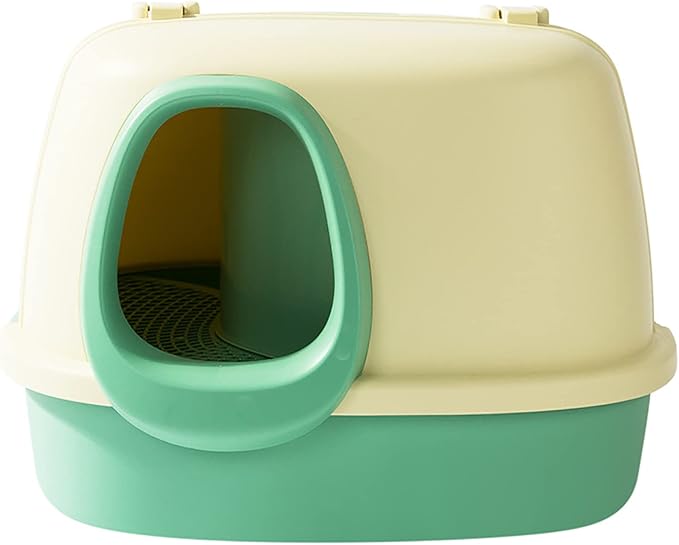 Cat Litter Box, Detachable Large Space Cat Toilet, Unique Sifting Grill, Large Space Easy Clean Cat Potty, for Small Medium Large Cats green
