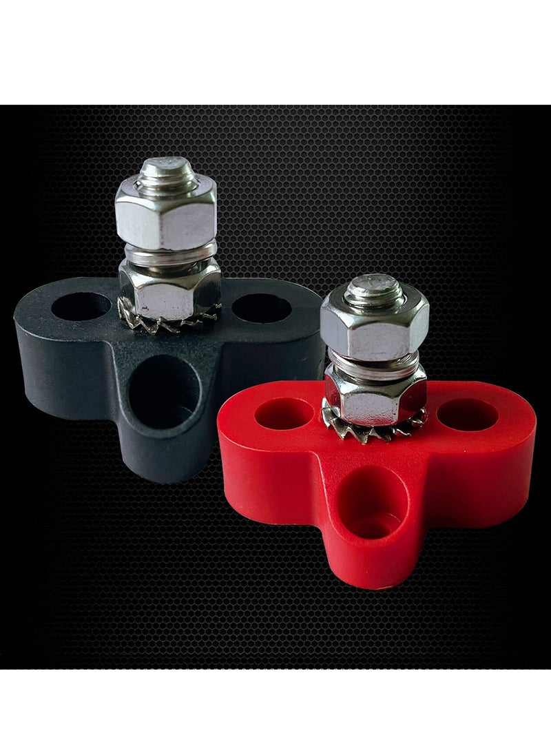 5/16 Single Stud Battery Junction Posts, Bus Bar 12V 200A Battery Wire Power Distribution Terminal, Heavy Duty Ground Junction Block Power Distribution Studs Terminal Kit (Red and Black)