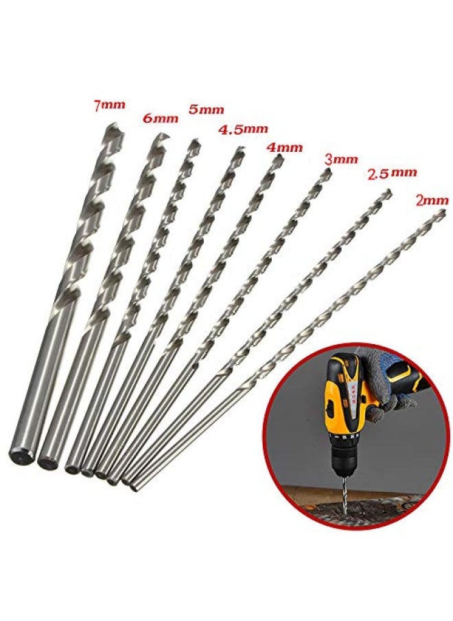 Generic - DUDUA 8pcs 200mm Extra Long Twist Drill Bits Straight Shank High-Speed Steel for Wood Plastic and Aluminum - Image 1