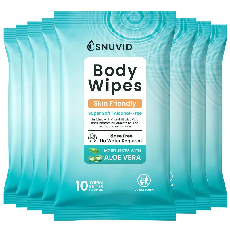 Snuvid Extra Large Body Wipes for Adults Bathing No Rinse, Disposable Bath Cleansing Washcloths Ideal for Men, Women & Elderly - Soft & Gentle, 80 Count (Pack of 8) - Image 1