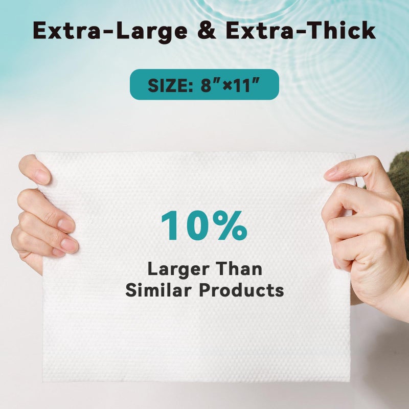 Snuvid Extra Large Body Wipes for Adults Bathing No Rinse, Disposable Bath Cleansing Washcloths Ideal for Men, Women & Elderly - Soft & Gentle, 80 Count (Pack of 8) - Image 3