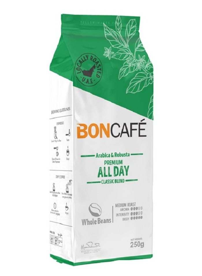 Boncafe Arabica And Robusta Premium All Day Classic Blend Whole Beans 250g - Image 1