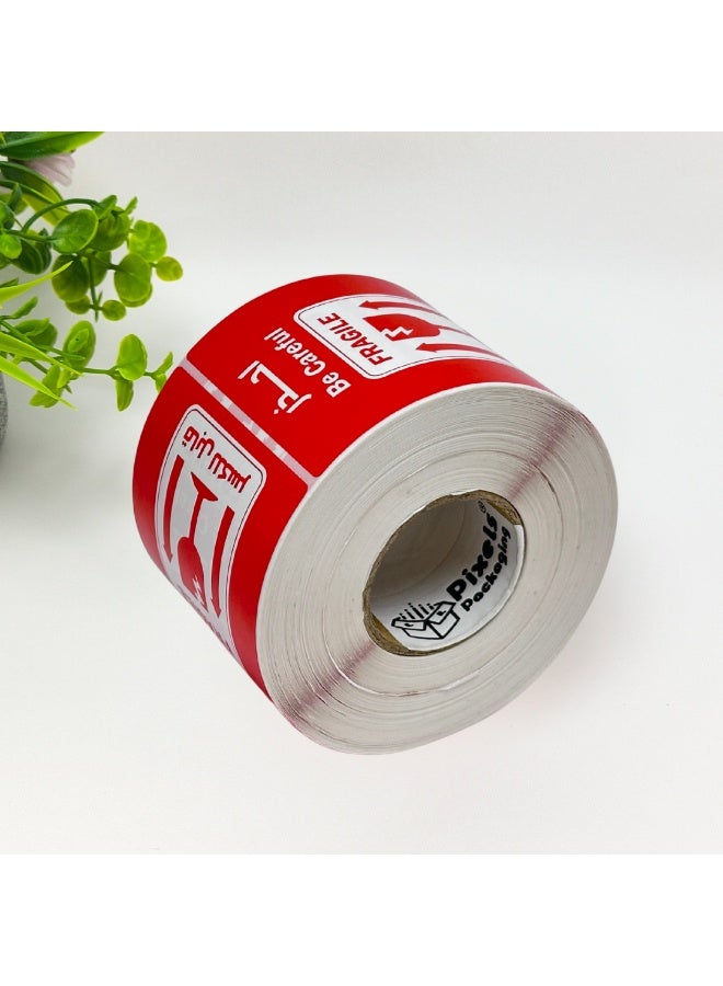PixelsPackaging Fragile Warning Label Roll Rectangular Design 500 Safe Shipping Labels for Packing Boxes and Luggage 6.5x8.5cm - Image 3