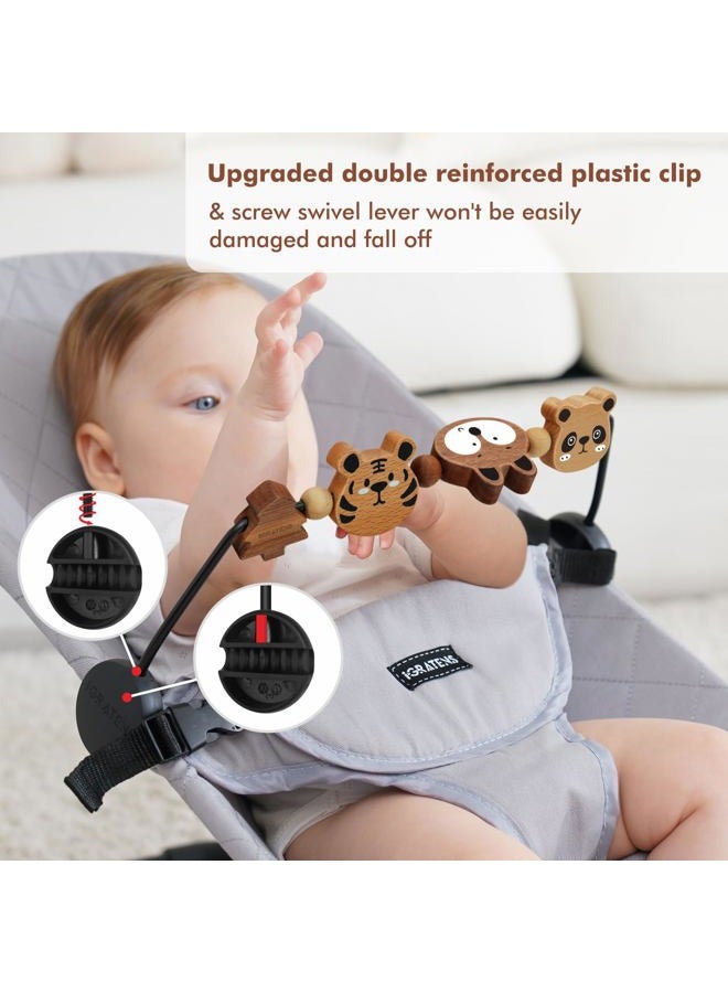 iGRATENS Baby Bjorn Bouncer Toy Bar - Toy Bar for Baby Bouncer Soft & Bliss, Easy to Attach and Remove, 360°Rotating Natural Wooden Toys, Exciting Design for Curious Babies, Safari Animals - Image 3