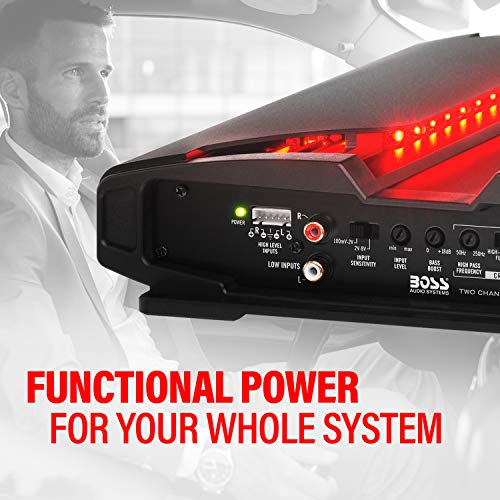 BOSS Audio Systems PT1600 Phantom Series Car Stereo Amplifier – 1600 High Output, 2 Channel, Class A/B, 2/4 Ohm, High/Low Level Inputs, High/Low Pass Crossover, Full Range, Mosfet, Bridgeable - Image 2