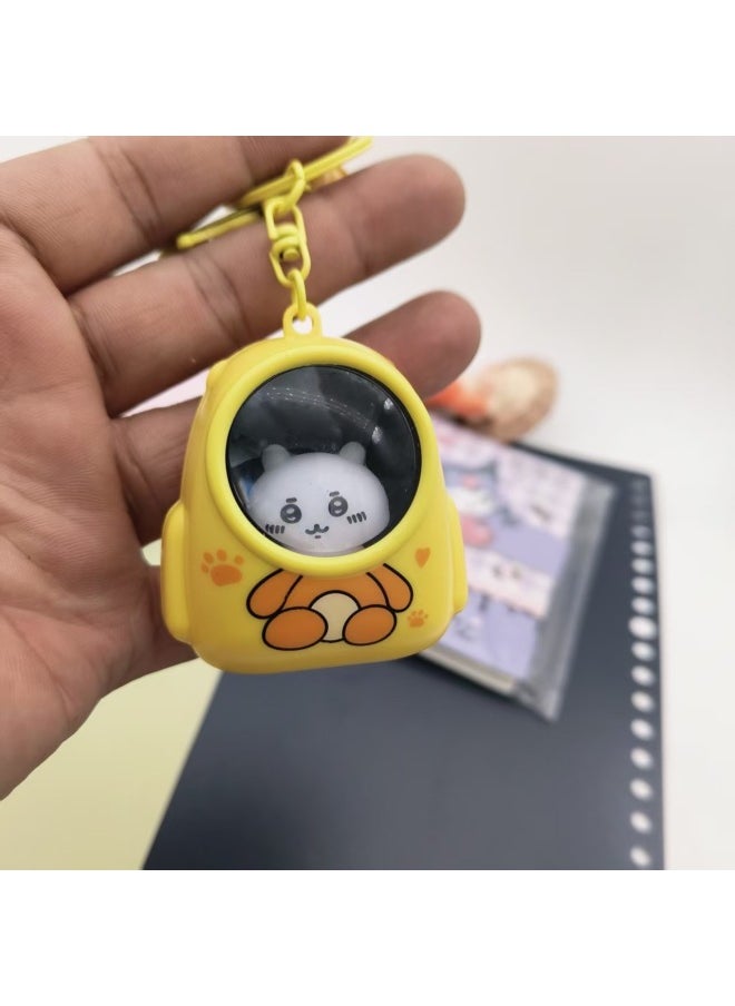 Astronaut Cat Schoolbag Luminous Nightlight Keychain Accessories Bag Decorations Pendant For School Season-Color:Pink  - Image 4