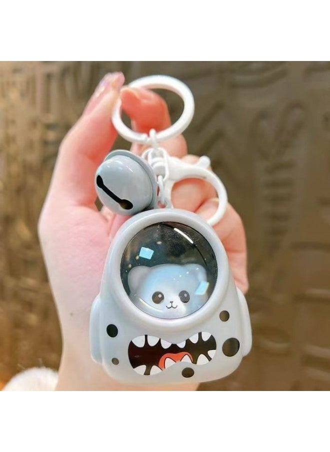Astronaut Cat Schoolbag Luminous Nightlight Keychain Accessories Bag Decorations Pendant For School Season-Color:Pink  - Image 3