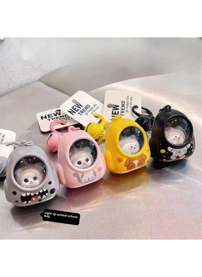 Astronaut Cat Schoolbag Luminous Nightlight Keychain Accessories Bag Decorations Pendant For School Season-Color:Pink  - Image 2