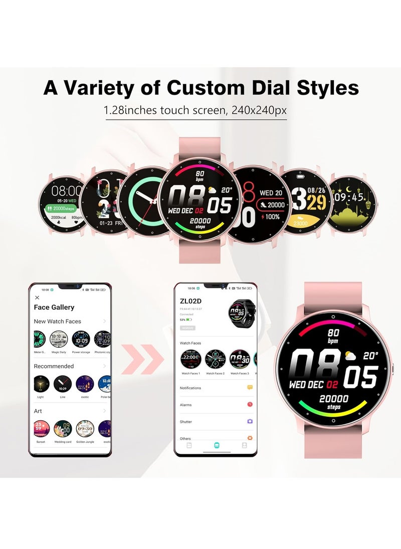 ZL02D Smart Watch, 1.28 Inch Touch Screen Fitness Tracker with Message Reminder, Blood Oxygen, Heart Rate Monitor, Sleep Analysis, Sports Modes for Android iOS