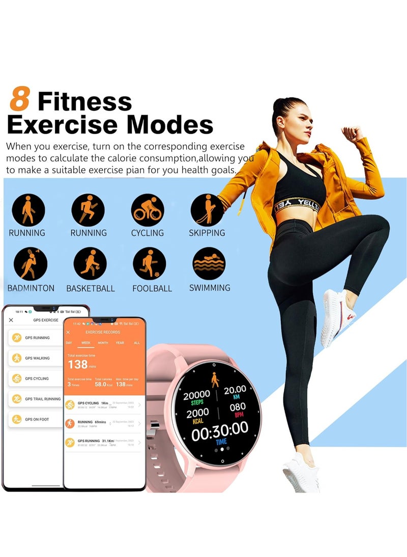 ZL02D Smart Watch, 1.28 Inch Touch Screen Fitness Tracker with Message Reminder, Blood Oxygen, Heart Rate Monitor, Sleep Analysis, Sports Modes for Android iOS