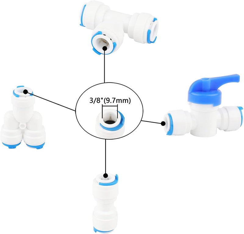 NewZoll 35Pcs Water Line Fittings Set 38 Quick Connect Push in to Connect Water Purifiers Tube Fittings for RO Water Reverse Osmosis System ITY Type Combo Ball Valves - Image 2