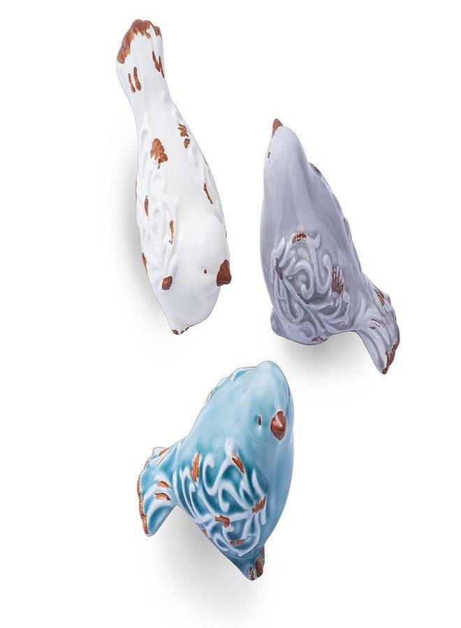 FICITI Distressed Finish Ceramic Bird Figurine Home Decor - Assorted Set of 3 - Image 2