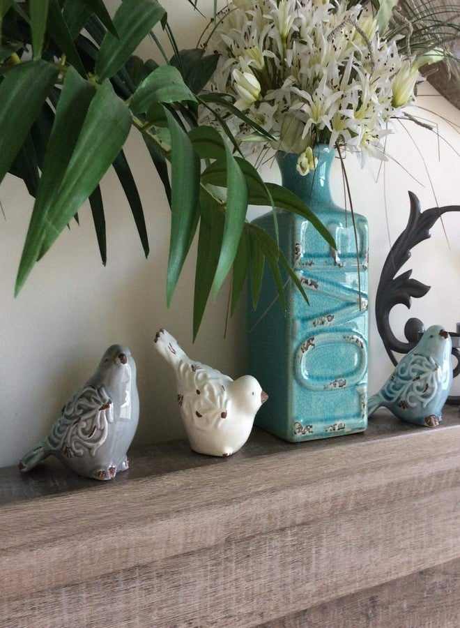 FICITI Distressed Finish Ceramic Bird Figurine Home Decor - Assorted Set of 3 - Image 5
