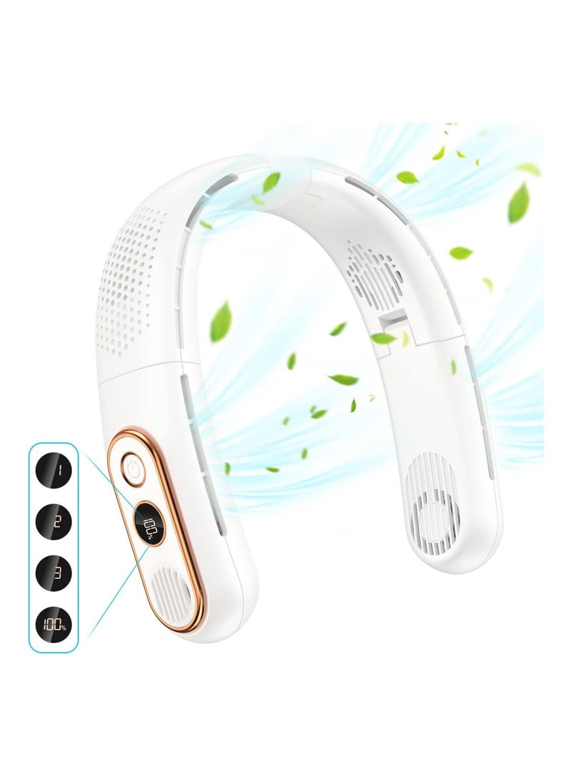 إسكدنيا Portable Neck Fan, Bladeless Neck Fan, LED Display, Hands-Free Charging, Travel Essentials Lightweight, Personal Foldable Wearable Neck Fan - Image 1