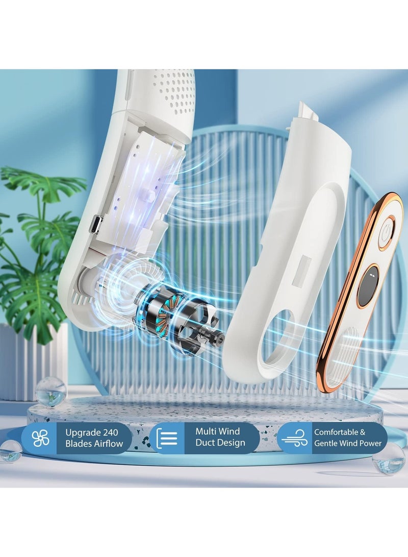 إسكدنيا Portable Neck Fan, Bladeless Neck Fan, LED Display, Hands-Free Charging, Travel Essentials Lightweight, Personal Foldable Wearable Neck Fan - Image 2