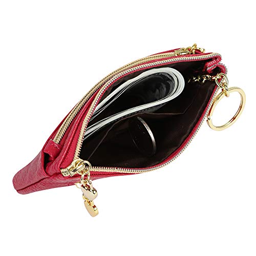 Cynure Women's Genuine Leather Coin Purse Zipper Pocket Size Pouch Change Wallet, Rose - Image 4