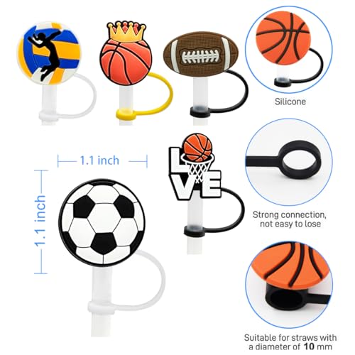Meitesti Straw Cover Cap for Stanley Cup, Silicone, Reusable, 6pcs BallStrawcap, 10mm, 6 Count - Image 4