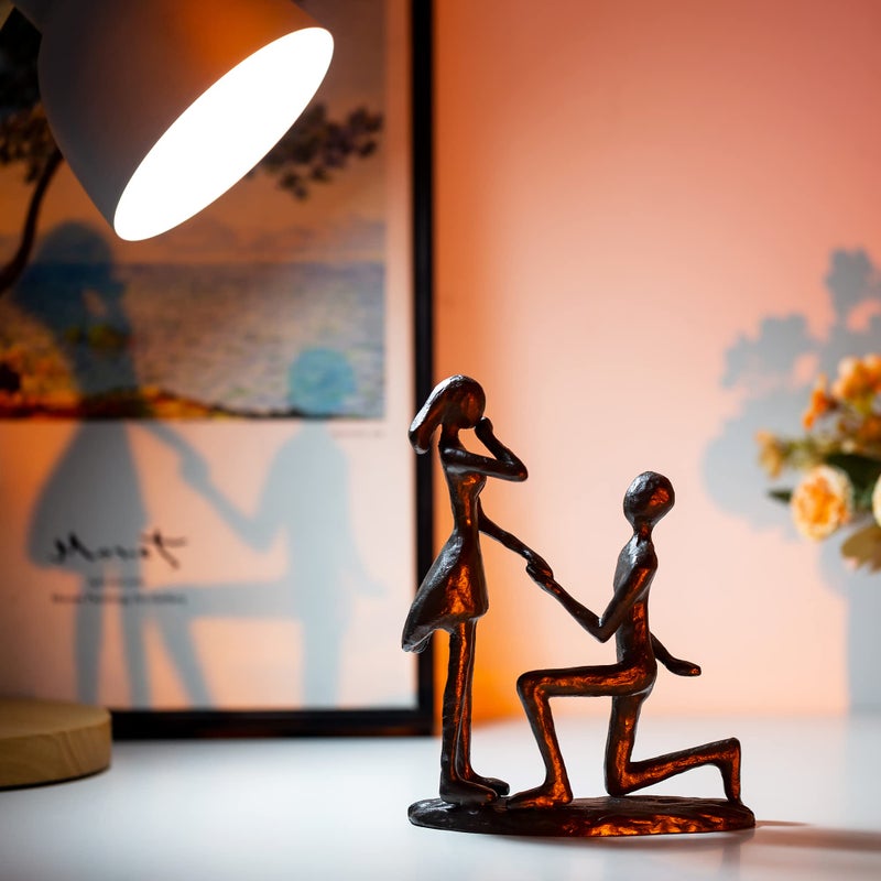 Sziqiqi Sziqiqi Iron Sculpture for Couple Handcraft Statue Gift for Wedding Anniversary Decorative Modern Sculptures Proposal Gifts Ornament Figurine for Couples Valentine Girlfriend  - Image 3